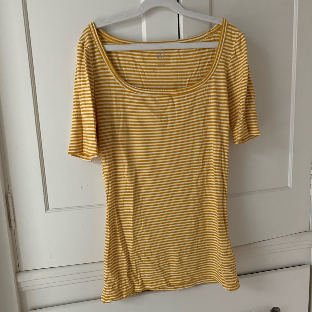 yellow and white striped shirt